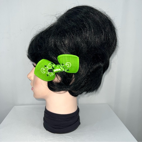 Lime Green Paisley Rockabilly Bandana Knotted Hair Bow - Picture 5 of 11